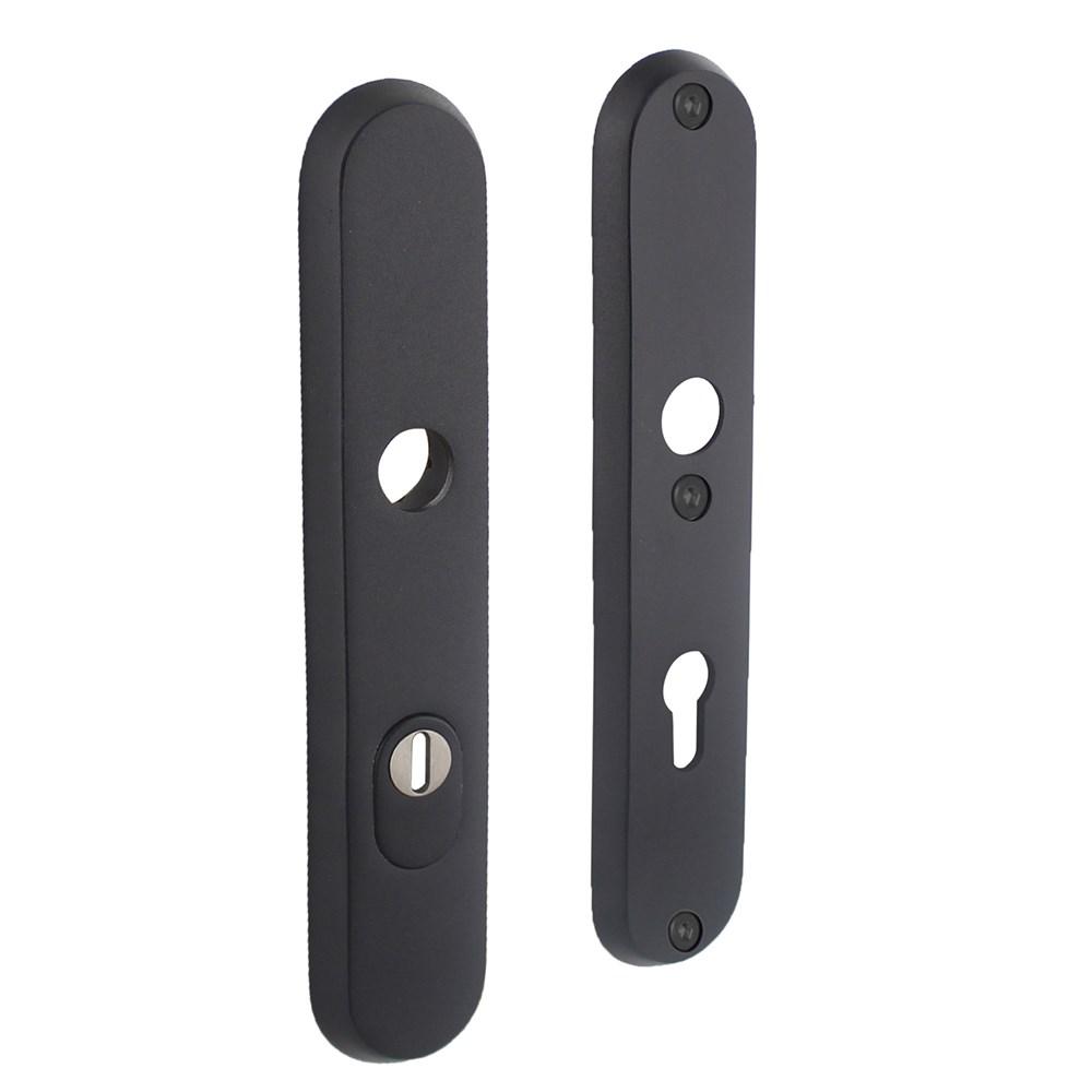 SKG3 veiligheid-schilden doorgaand profielcilindergat 72mm met kerntrek beveiliging RVS/mat zwart