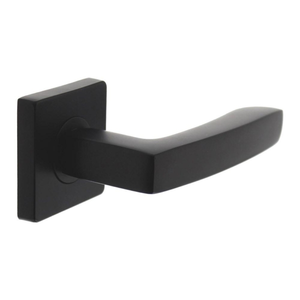 Gatdeel deurkruk Minos op vierkant rozet 7mm nokken mat zwart links wijzend