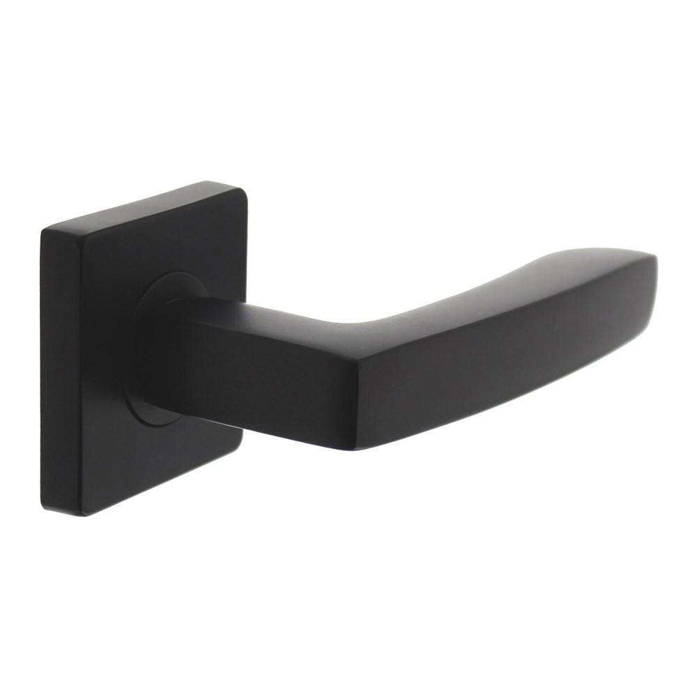 Gatdeel deurkruk Minos op vierkant rozet 7mm nokken mat zwart links wijzend