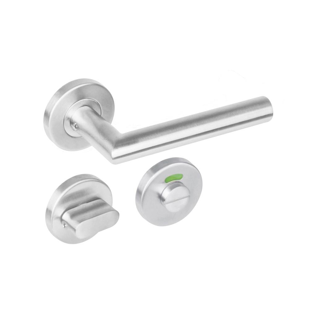 Deurkruk 1272 Rond op rond rozet staal met 7mm nok met WC 5mm RVS