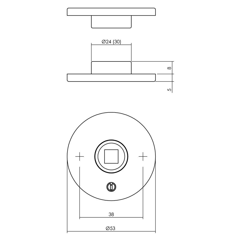 Rozetten staal verdekt ø53x5mm met 2-weg veerconstructie rvs