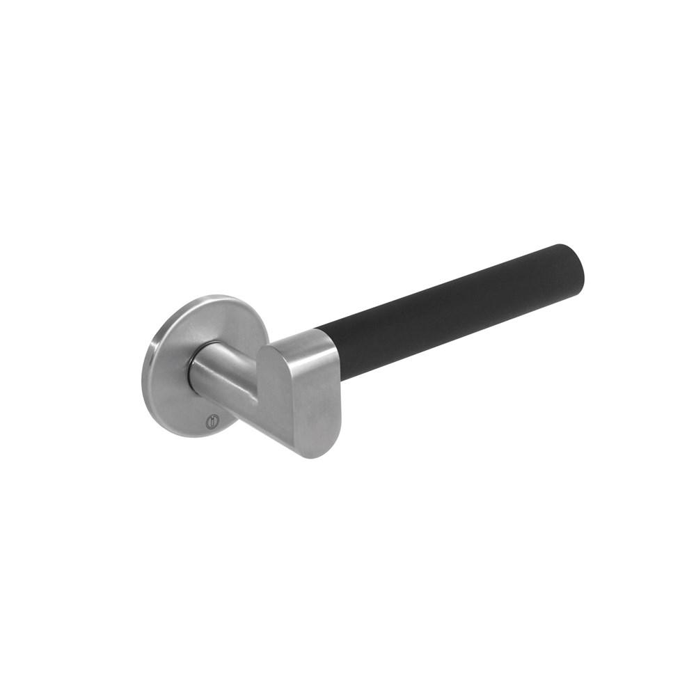 Deurkruk Munnikhof Dock Black met ronde rozet ø52x5mm geveerd rvs