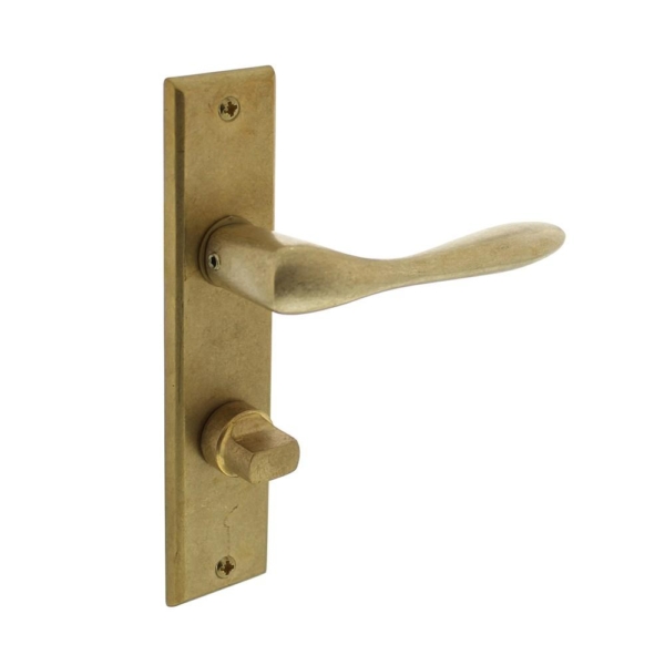 Deurkruk Banaan met schild 181x41x7mm WC63/8mm messing getrommeld