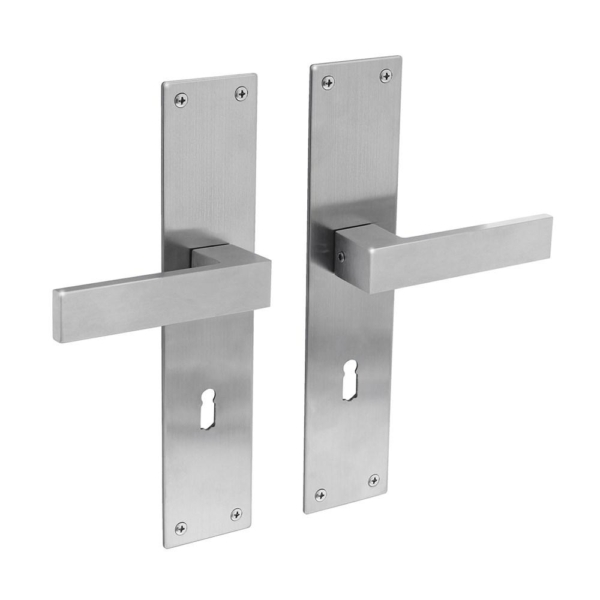 Deurkruk Amsterdam met schild 250x55x2mm sleutelgat 72mm rvs