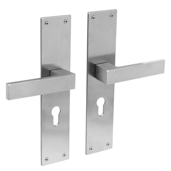 Deurkruk Amsterdam met schild 250x55x2mm profielcilindergat 55mm rvs