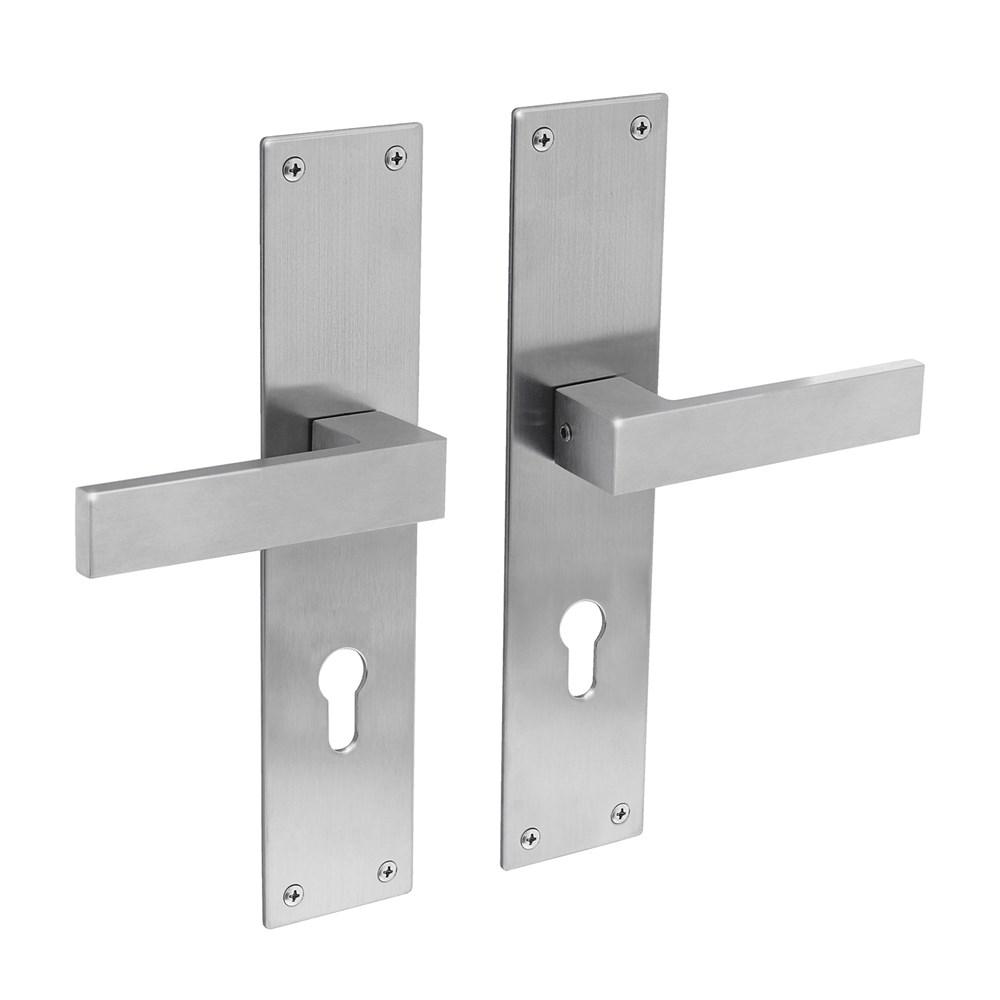 Deurkruk Amsterdam met schild 250x55x2mm profielcilindergat 72mm rvs