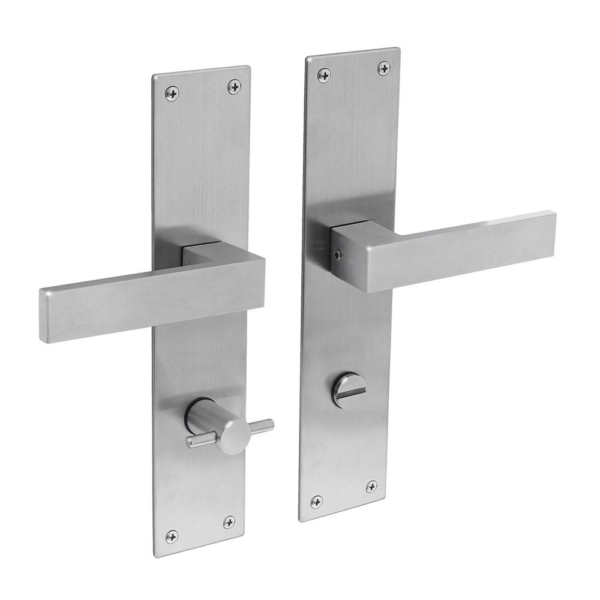 Deurkruk Amsterdam met schild 255x50x2mm WC78/8 rvs