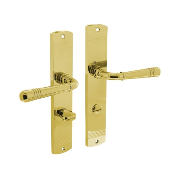 Deurkruk Emily op langschild WC63/8mm PVD messing