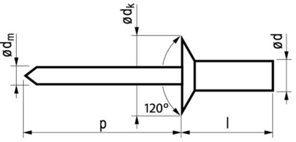 BLINDKL. ALU/STAAL4,8X11MM/500