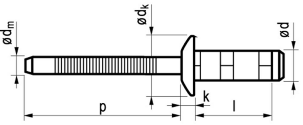 BLINDKLINKN. PLIA 4.0X12 /500