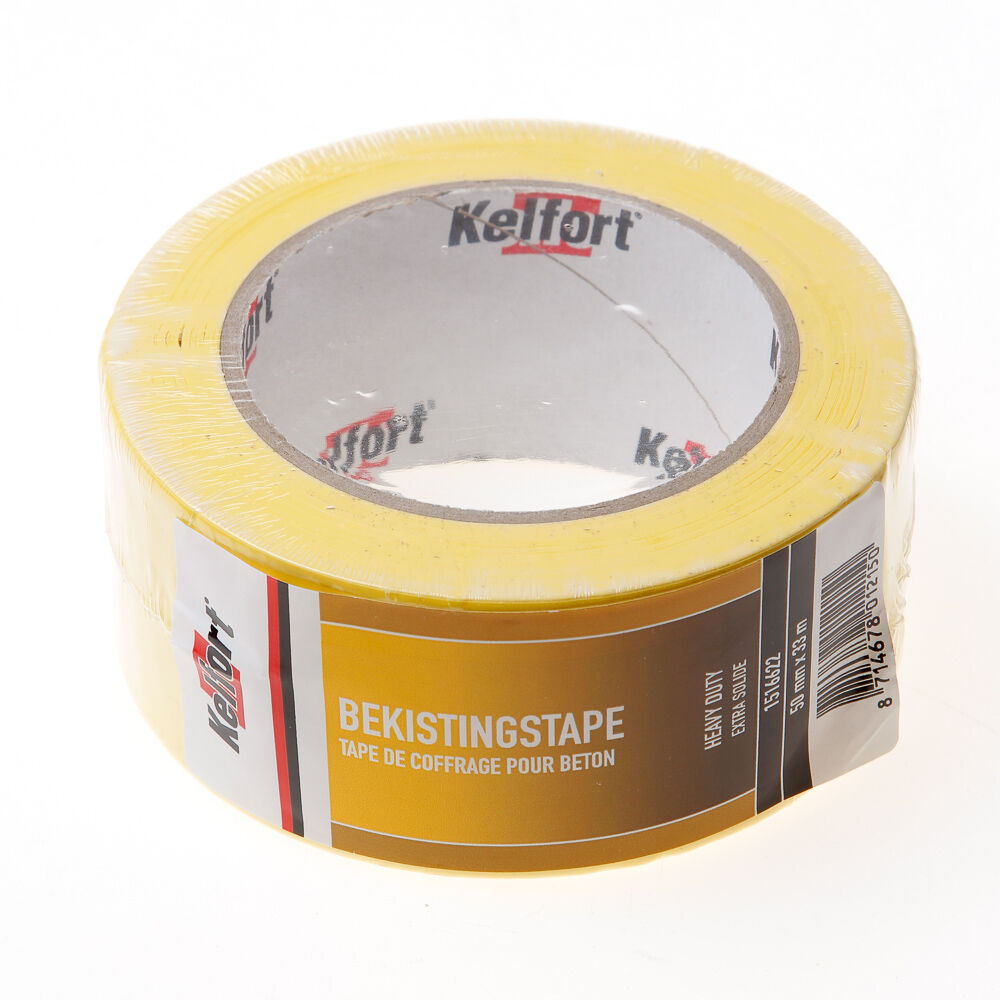 Betonbekistingstape heavyduty 50mm.geel