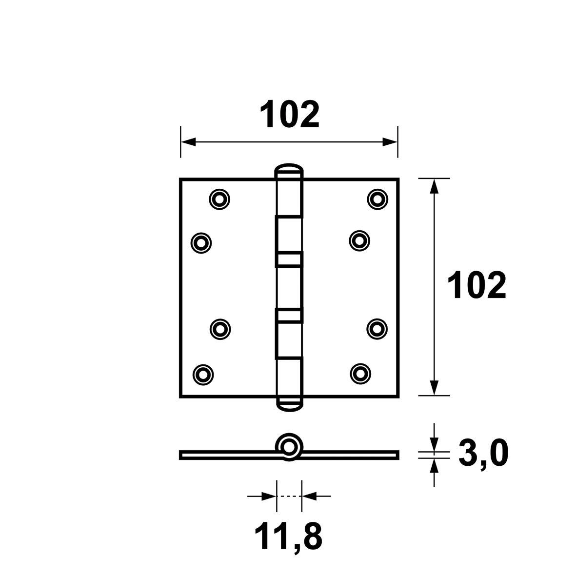 Kogelscharnier rvs 102x102mm