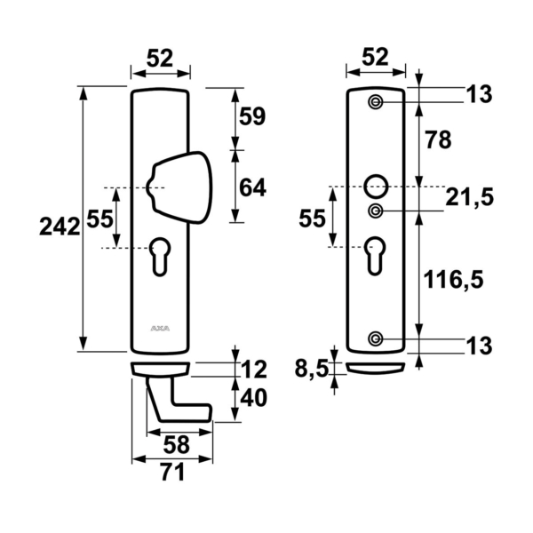 Axa vh s-knop garn.f1 pc72