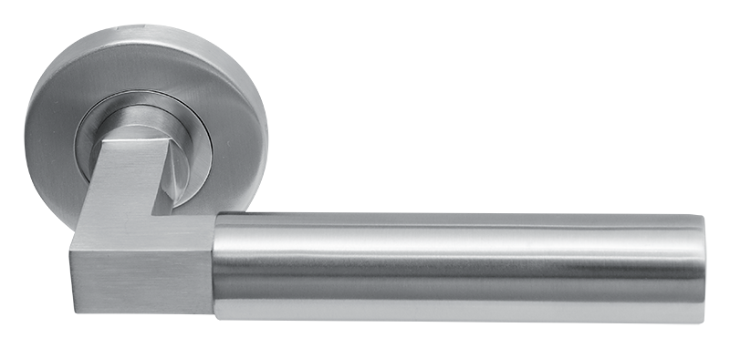 Deurklink Nova massief op rond rozet geveerd