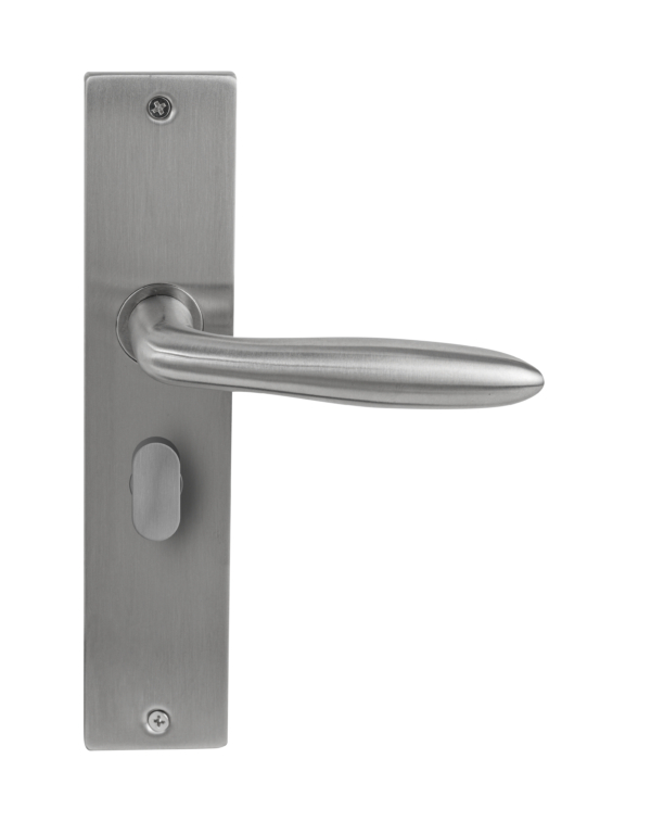 Deurklink Luno massief op langschild vrij- en bezet 63mm