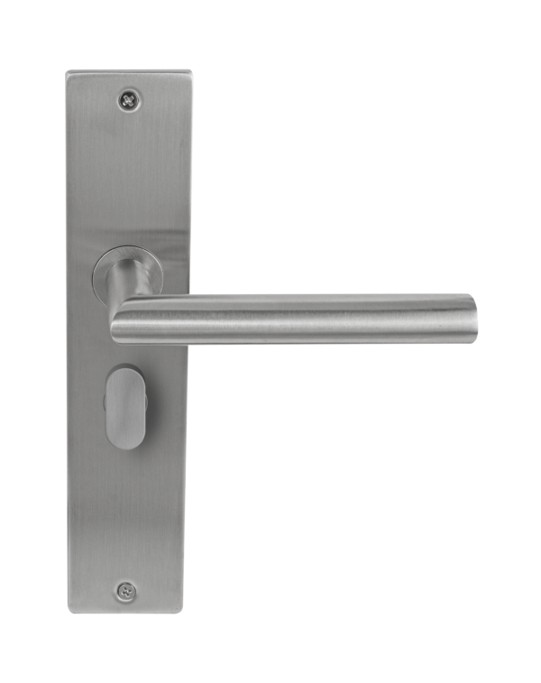 Deurklink Nexus rvs basis op langschild vrij- en bezet 63mm