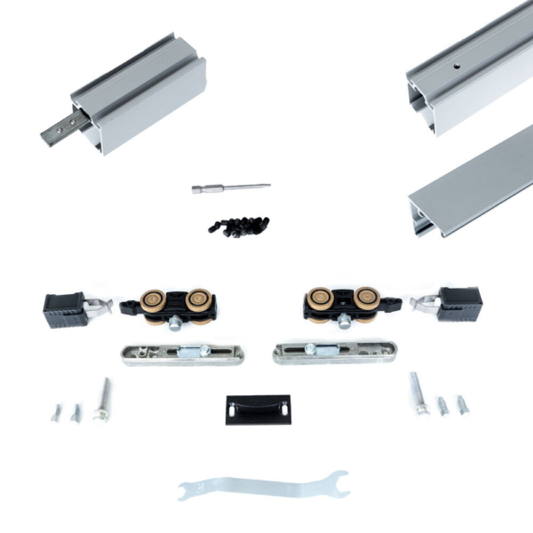 Xperta set 6m rail - alu - wand z. vloerpl. - Enkele deur - inbouw manual fix