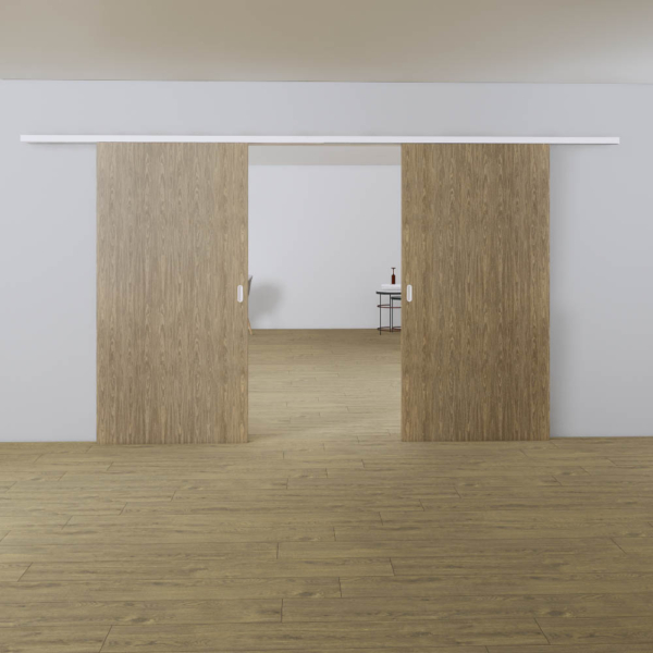 Xperta set 4m rail - Wit - wand z. vloerpl. - Dubbele deur - Deurdikte 50-55mm - Dubbele softclose - inbouw auto fix