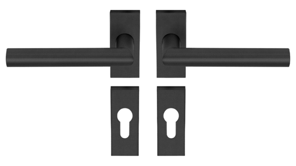 Deurkruk op rozet TIPO zwart rechthoekig rozet PC