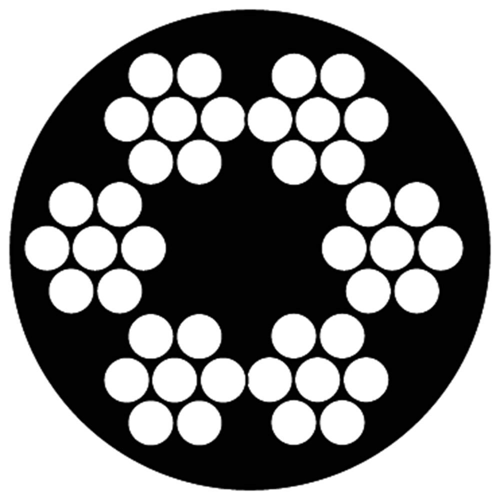 Staalk. 6x7+1TWK 3/5mm 100 mtr. vz. PVC rood