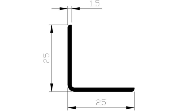 Hoekbeschermer alu geanod 25x25mm (3mtr)