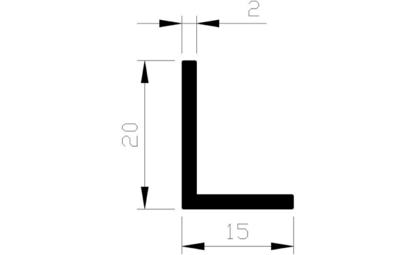 Hoekprofiel alu brute 20x15x2mm