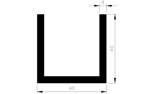 U-profiel alu brute 40x40x40x4mm