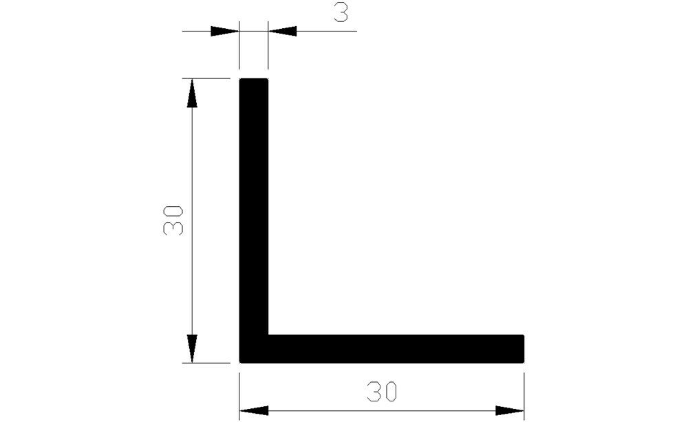 Hoekprofiel alu brute 30x30x3mm (3mtr)