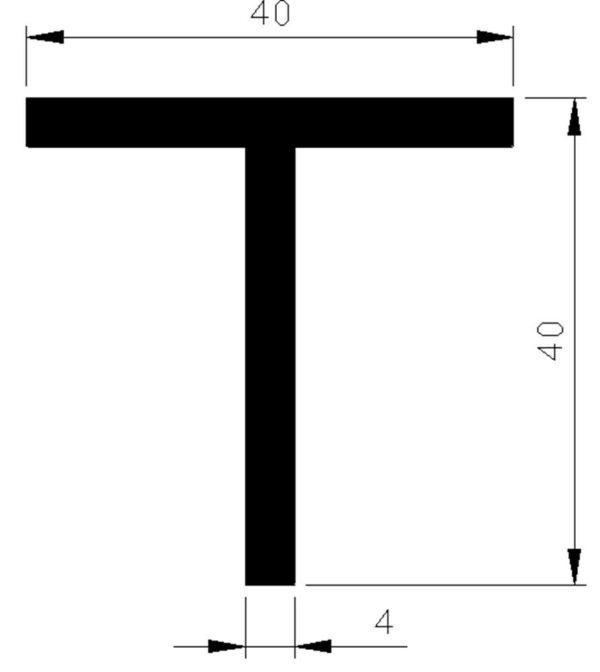 T-profiel alu brute 40x40x4mm (5mtr)