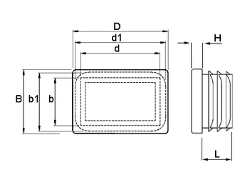 Vierk.insteekdop zwart 40x25mm