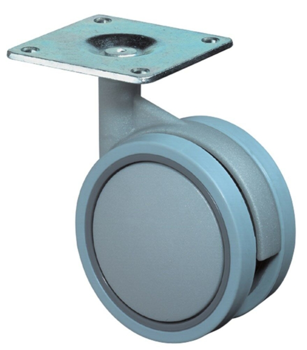 Meubelwiel dubbel 60mm kunststof hoogte 85mm