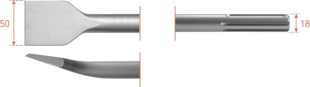 Tegelbeitel gebogen sds max 50x300mm