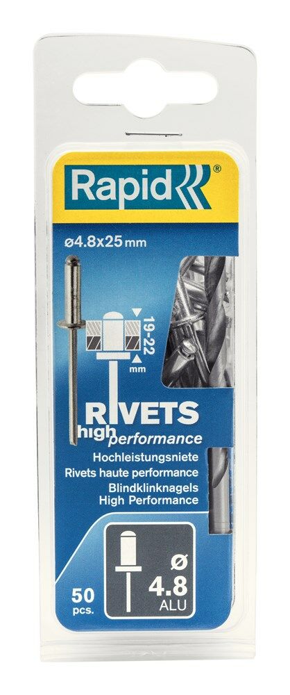 Rapid blindklinknagel alu + drill 4.8x25mm (50st)