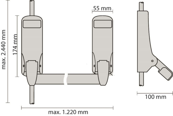 Paniekopener 1 en 2-puntssluiting zilvergrijs