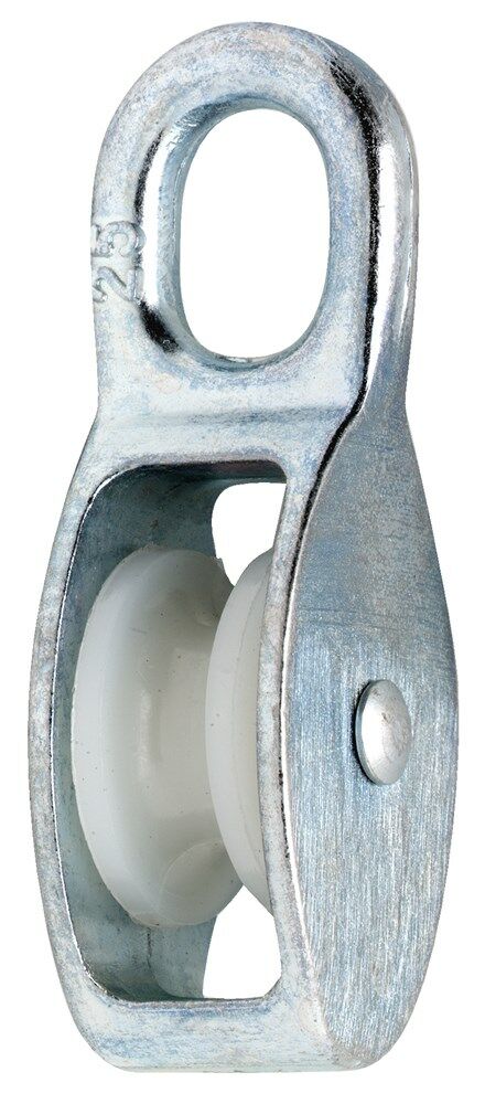 Katrol nylon wiel 10mm verzinkt 1 st. op kaart