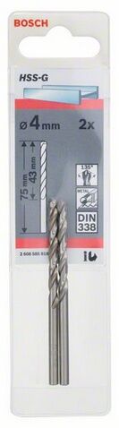 Metaalboor 4,0mm HSS-G (2st)