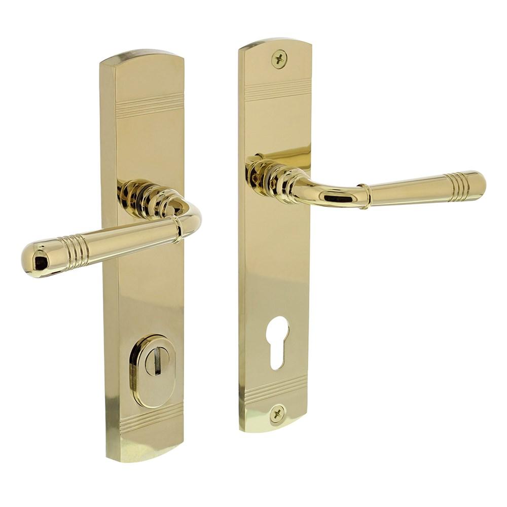 Achterdeurbeslag Emily kruk/kruk profielcilindergat 92mm met kerntrekbeveiliging PVD messingkleur