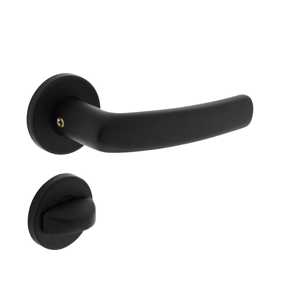 Deurkruk Denham op rozet ø50x7 mm + 7mm nokken met WC-sluiting 8mm zwart