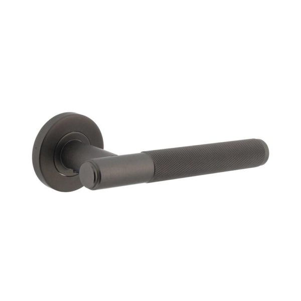 Gatdeel rechts Rombo ruit motief op geveerde stalen rozet met nokken ø53x8mm rvs antraciet-grijs