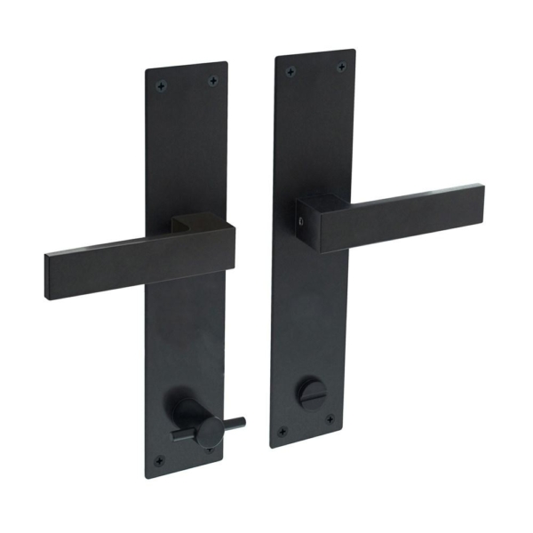 Deurkruk Amsterdam met schild 250x55x2mm WC116/8 zwart