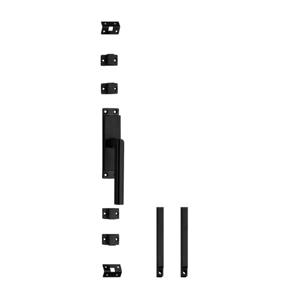 Set kruk-espagnolet rechts Hoek 90° ø19mm incl stangenset 2x 1245mm rvs zwart