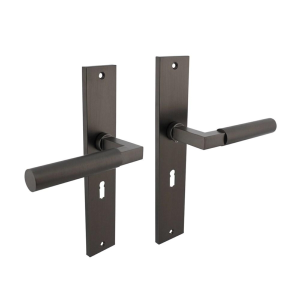 Deurkruk Baustil op langschild 245x45mm sleutelgat 56mm antraciet-grijs