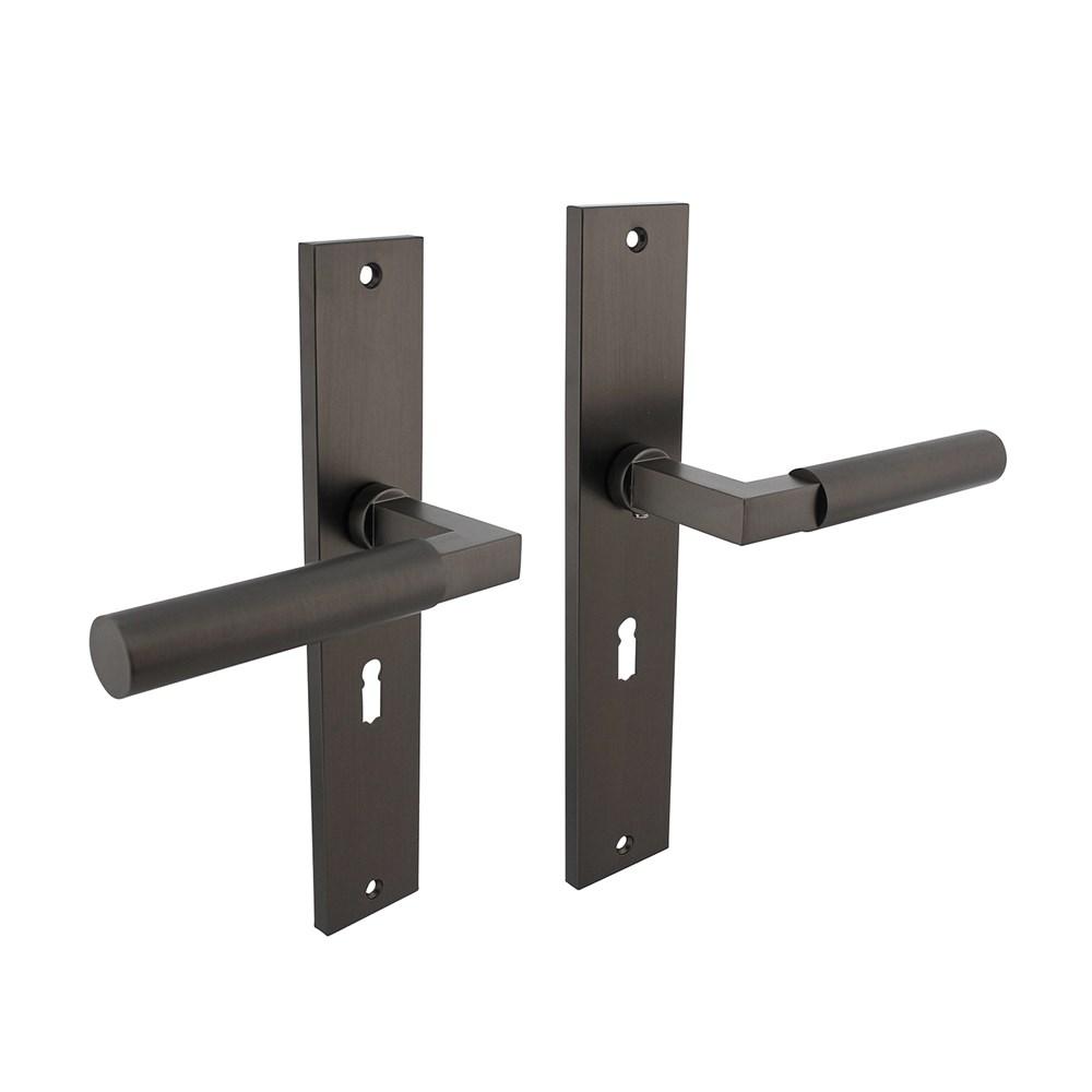 Deurkruk Baustil op langschild 245x45mm sleutelgat 56mm antraciet-grijs