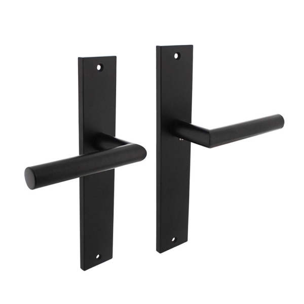 Deurkruk Bastian op langschild 245x45mm blind mat zwart