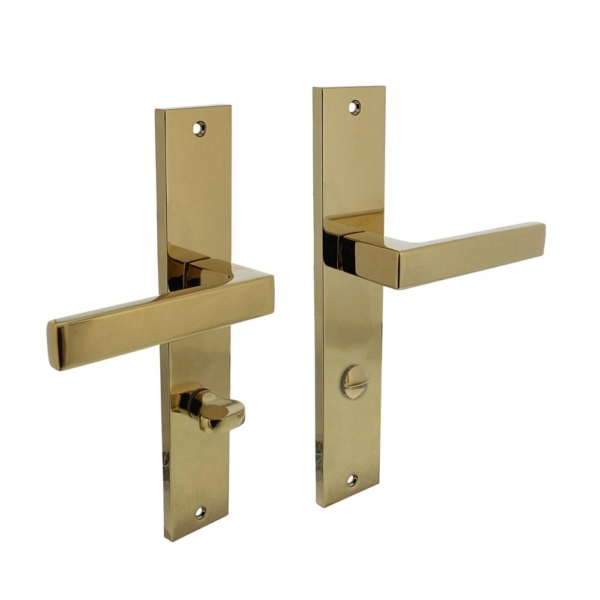 Deurkruk Hera op langschild 245x45mm WC78/8mm PVD messingkleur