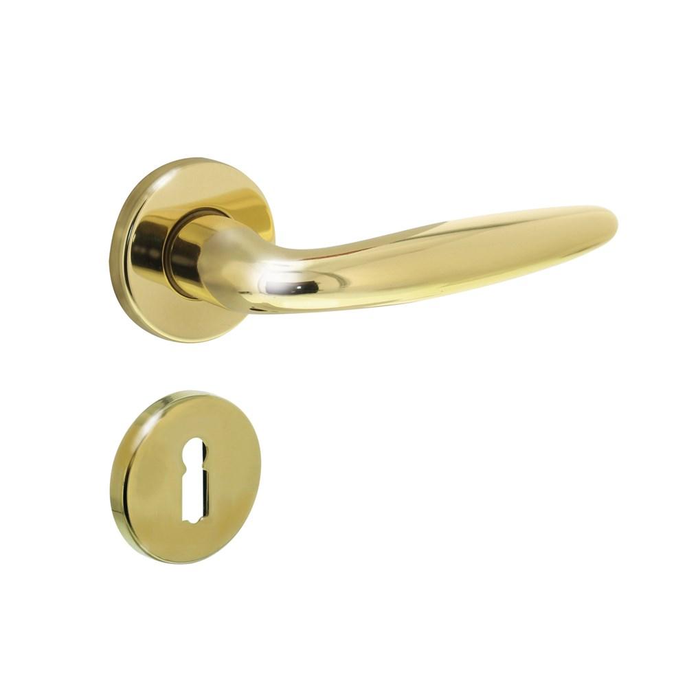 Deurkruk Sigaar op rozet verdekt ø49x7mm en sleutelrozetten messing gelakt