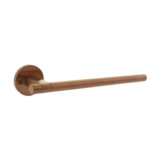 Deurkruk Shiraat by Grand & Johnson op rozet éénzijdig verdekt (li) ø55x8mm PVD koper mat