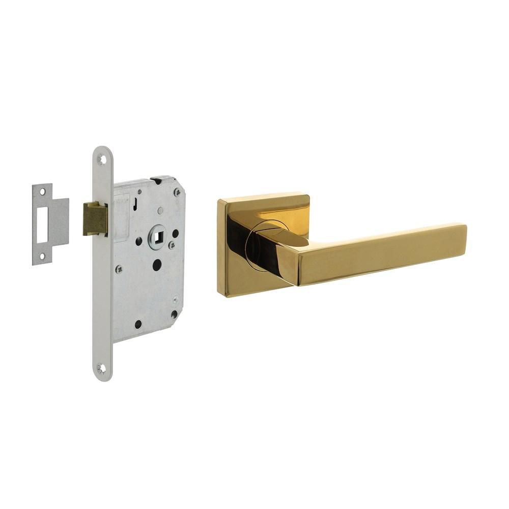 Set loopslot wit met deurkruk Hera op rozet 55x55mm PVD messingkleur