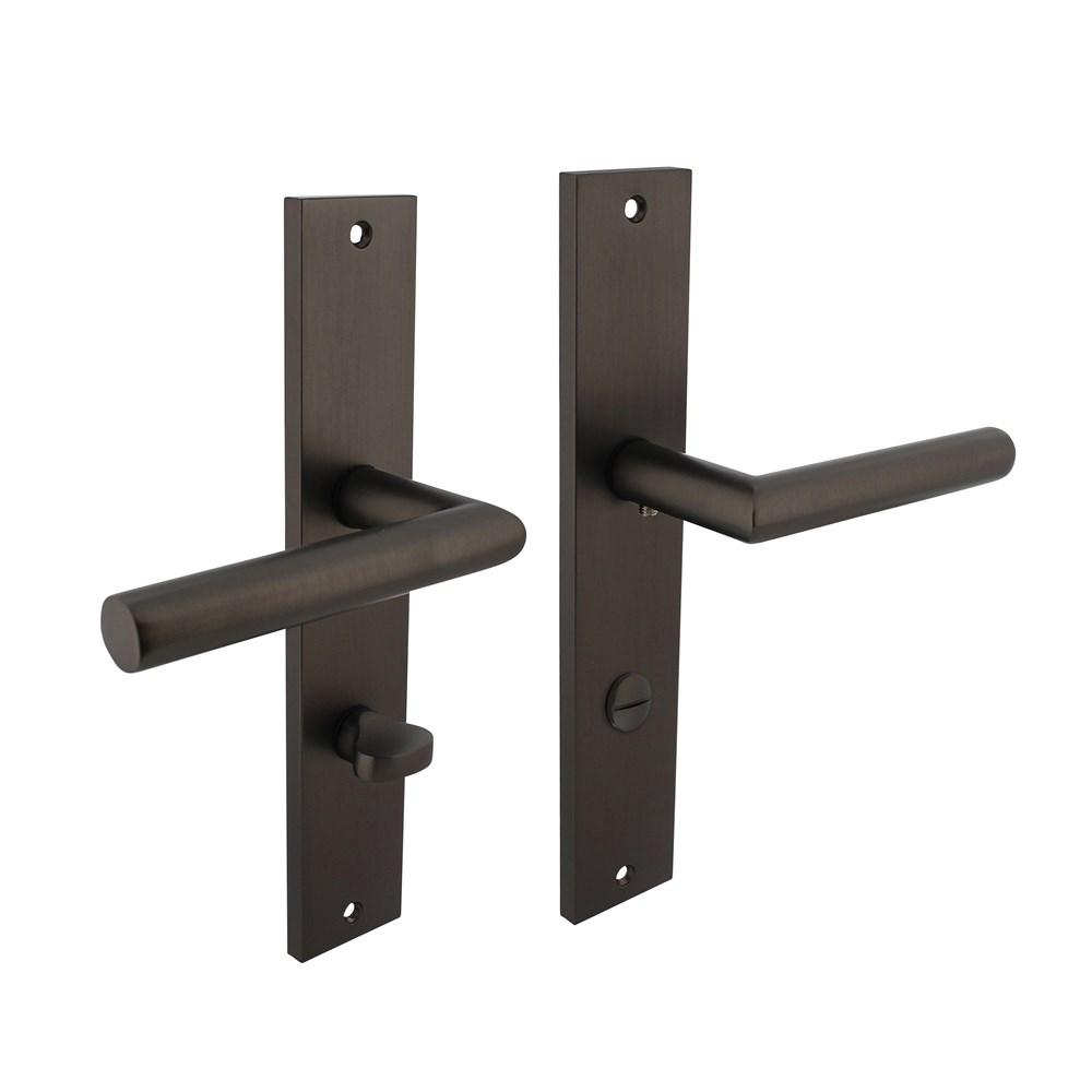 Deurkruk Bastian op schild rechthoekig 245x45mm wc 78/8mm antraciet grijs