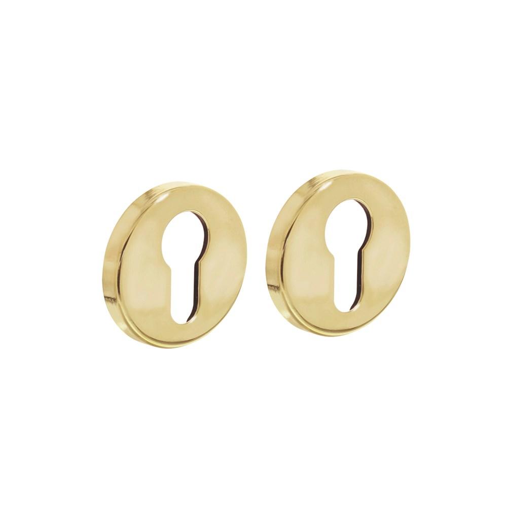 Cilinderrozetten verdekt ø49x7mm messing gelakt